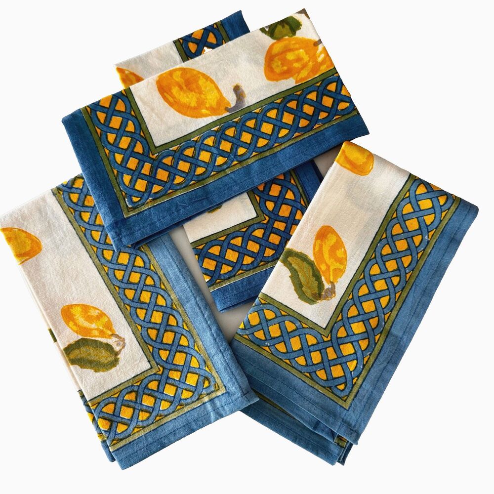 Set of 4 Williams Sonoma New Bright Spring Cloth Napkins 100% Cotton 20" Unused